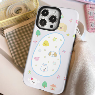 ins风iPhone16二合一菲林适用15plus星星小狗苹果12/13趣味小清新14promax卡通小众iphonex防摔保护xr手机壳