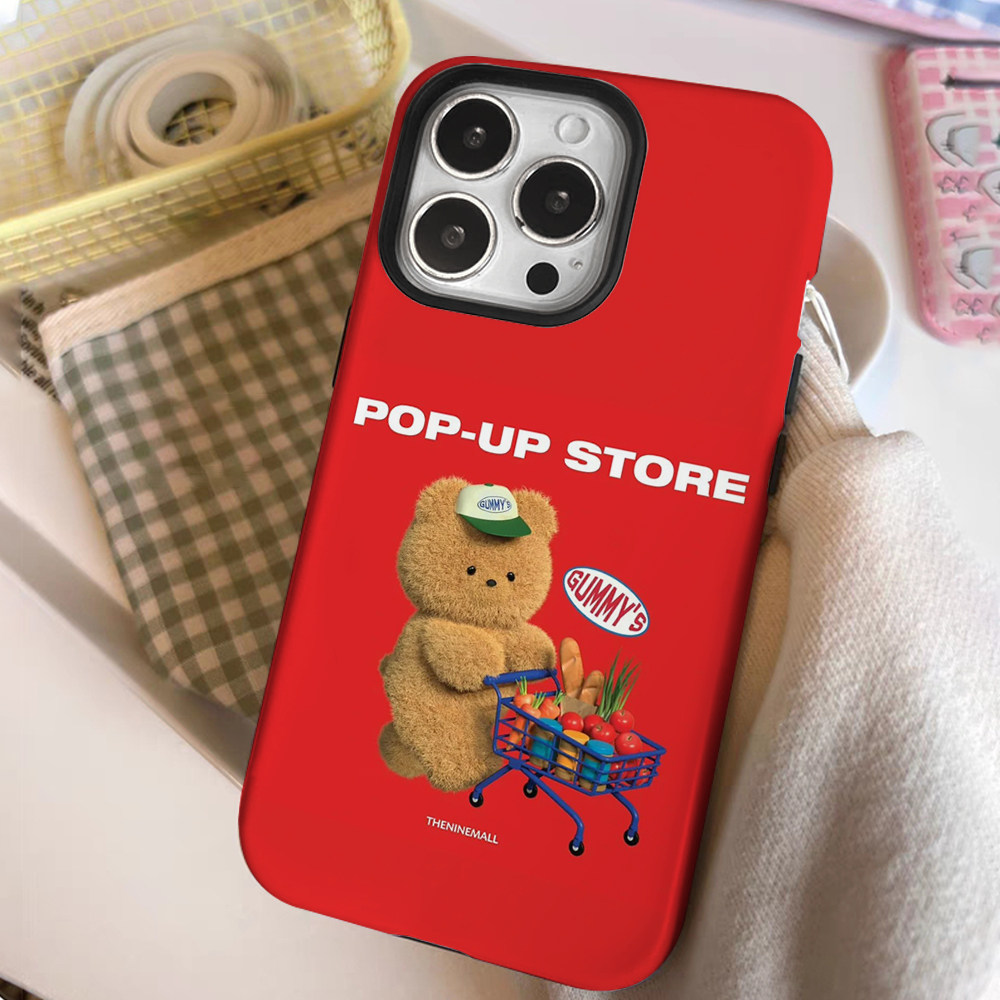 theninemall韩国iPhone16二合一菲林适用14plus趣味棕熊苹果12/13卡通15promax小众iphonex防摔保护xr手机壳