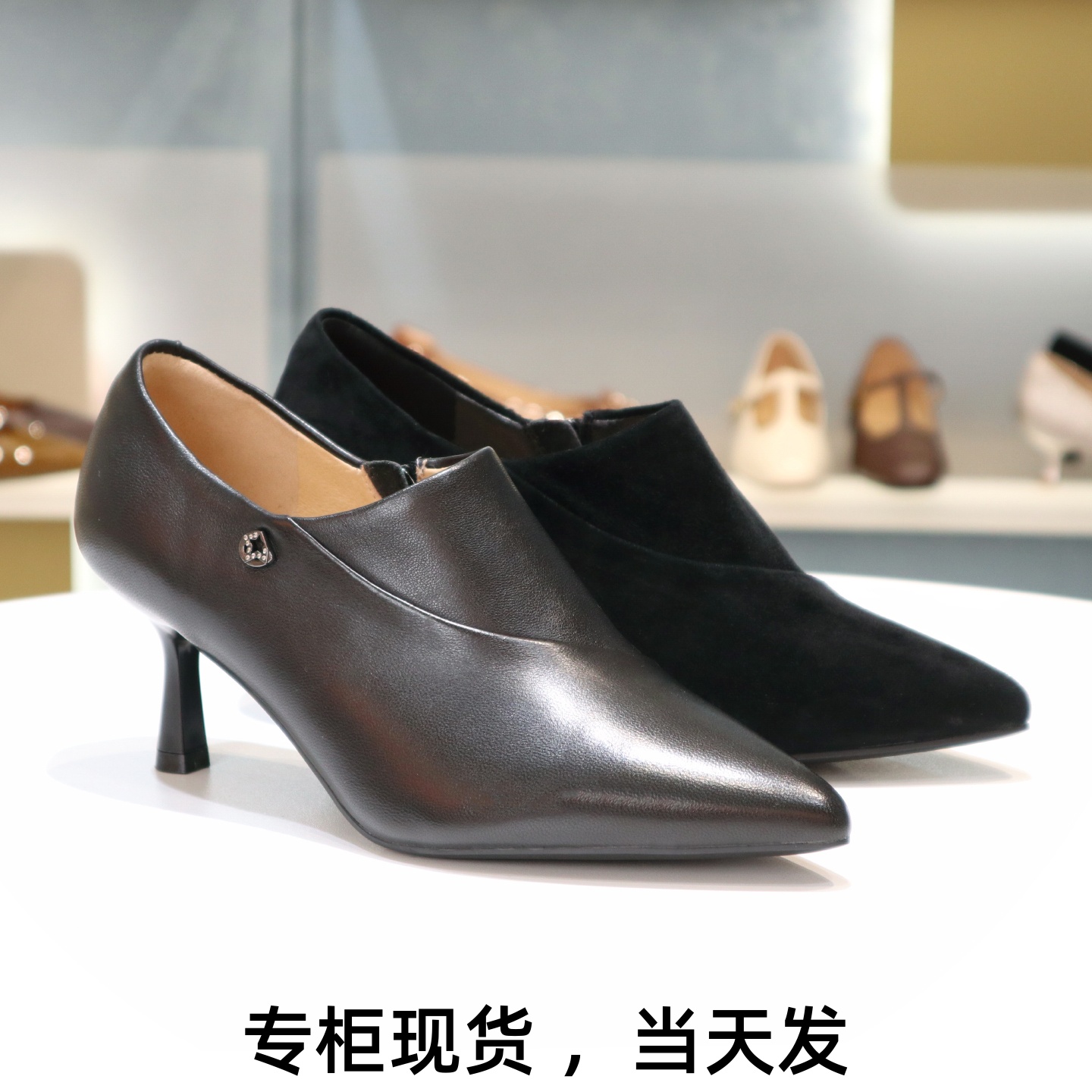 康莉女鞋深口羊皮细跟高跟鞋单鞋