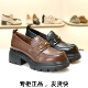 百丽鎏金乐福厚底jk鞋 女25新款 黑色小皮鞋 特价 深口单鞋 E1Y1DCA5