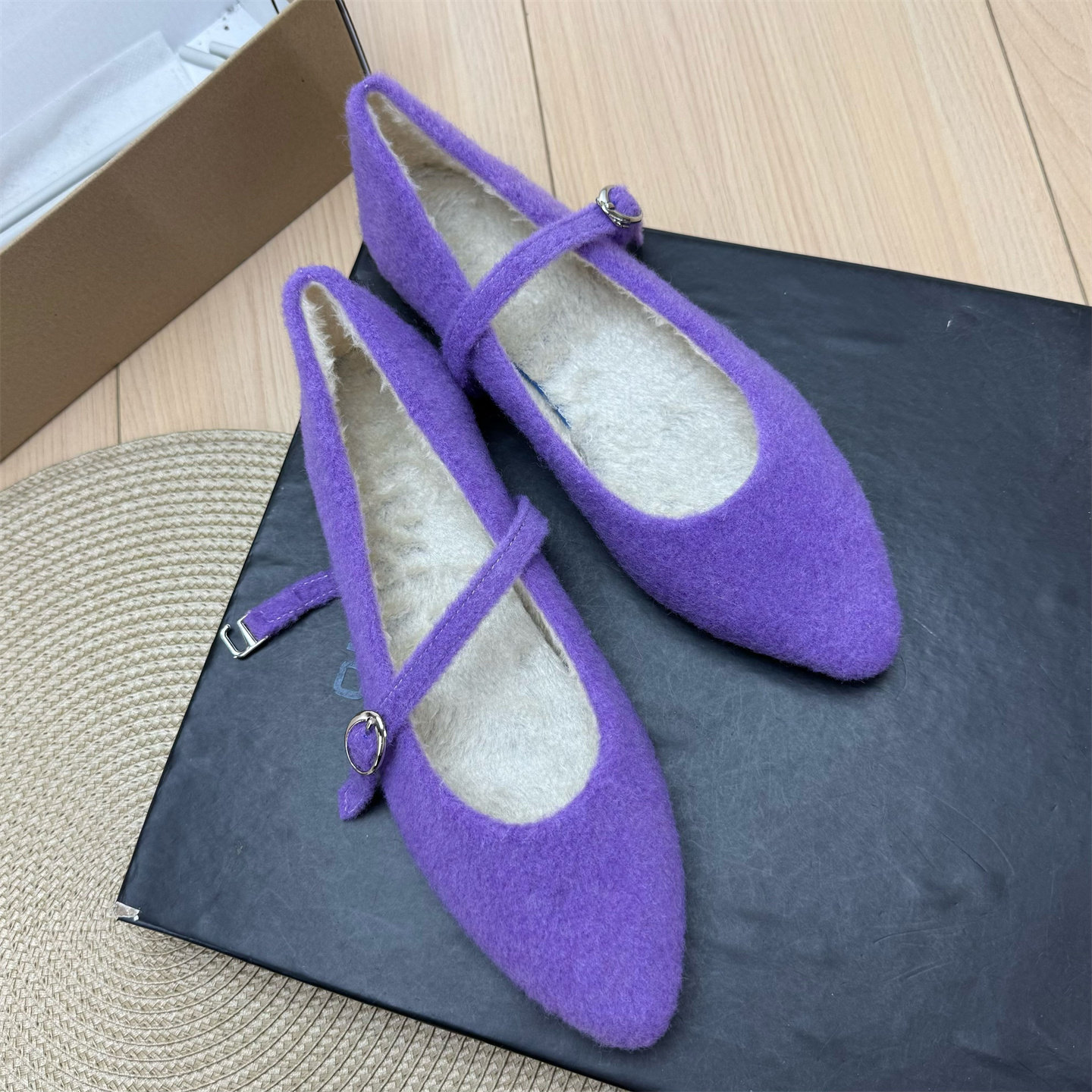 2026春季新款法式复古风一字带玛丽珍鞋女浅口平底百搭加绒毛毛鞋,女鞋,玛丽珍鞋,淘宝优惠券,粉丝福利购,淘宝优惠卷