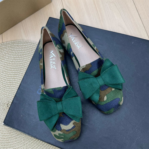 方头懒人舒适平底复古乐福鞋女