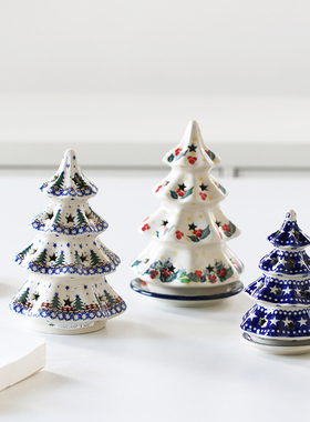 波兰陶瓷镂空星星圣诞树烛台