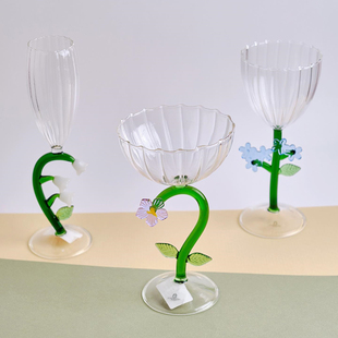 MY家 - 意大利 ichendorf 纯白铃兰 创意花语玻璃高脚酒杯/水杯