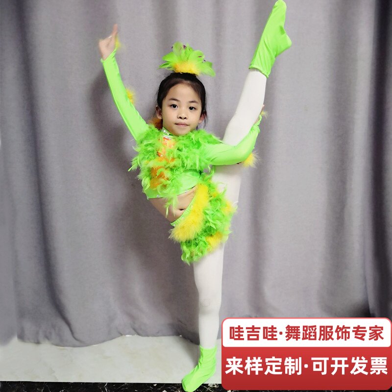 小鸟群舞定制衣服桃李杯演出舞衣小舞者翠鸟演出服儿童鸟仔舞蹈服