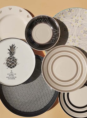 创意灰色陶瓷盘壁挂壁饰橱窗展示 北欧ins性冷淡盘子墙饰挂件餐厅