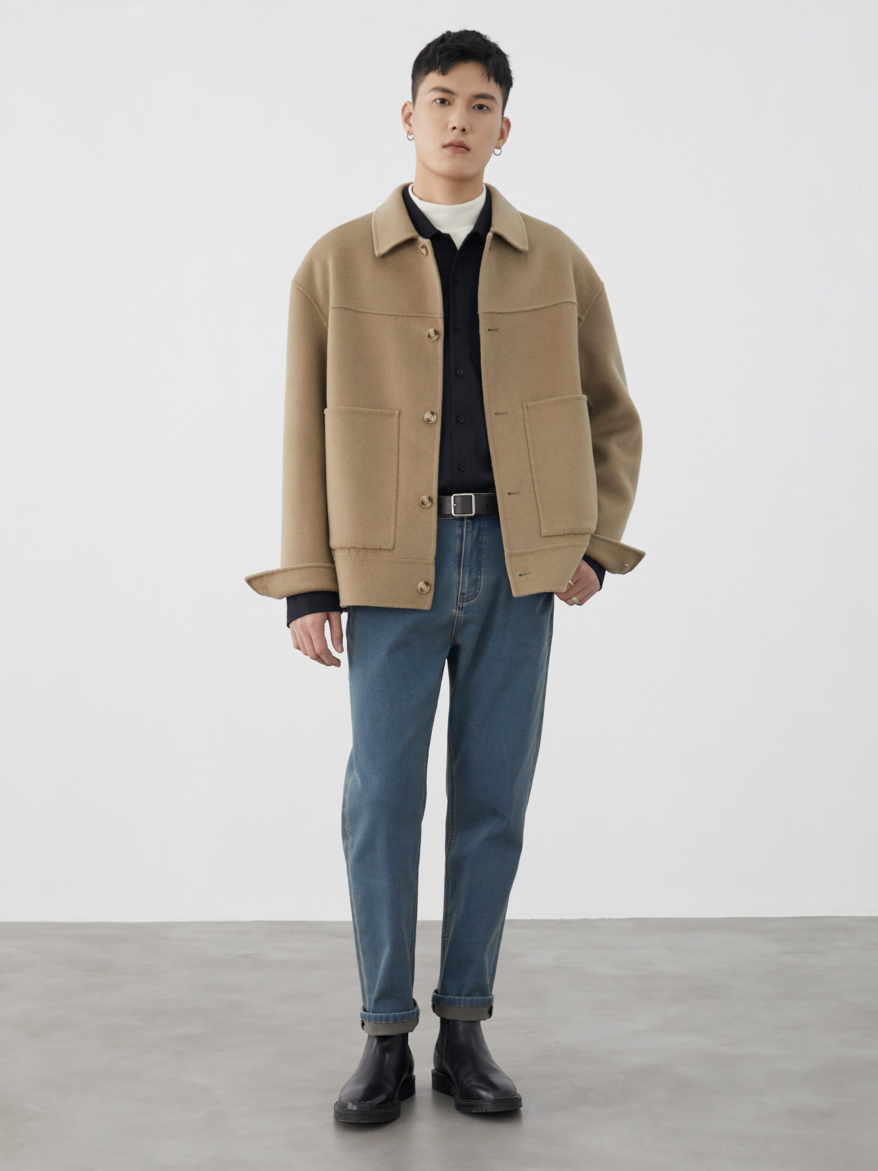 수입 DRALON 독일 벨벳 따뜻한 하프 하이 칼라 긴팔 스웨트 셔츠 남성용 미드 칼라 화이트 티셔츠 가을 겨울 내부 레이어링 셔츠