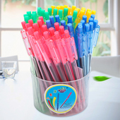 小豆芽圆珠笔快递笔学生办公用签字笔蓝色笔芯按压式 油笔60支桶装