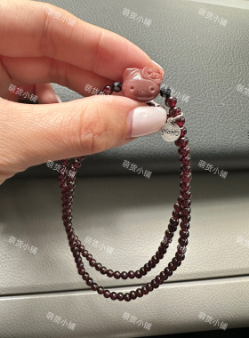 萌货小铺原创手作DIY阿拉善玛瑙橘红俏色kt石榴石多圈手链手串