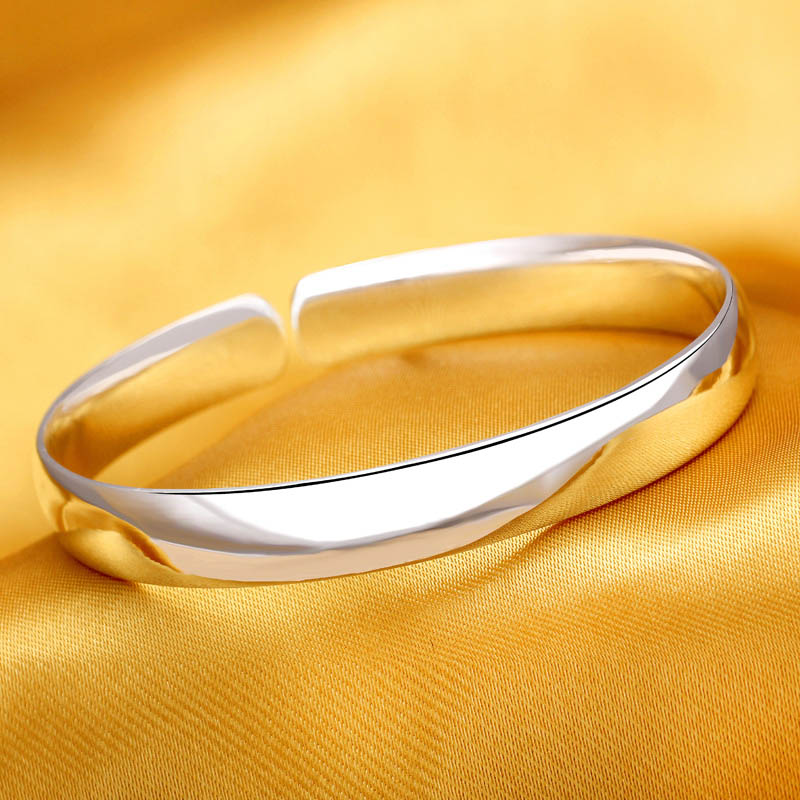 情人节礼物光面实心贵妃足银手镯