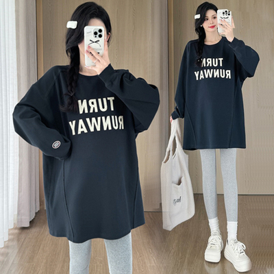 孕妇装卫衣春秋宽松上衣中长款