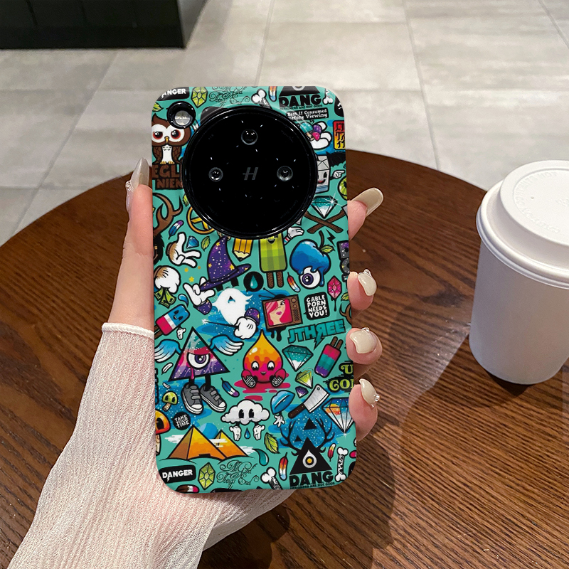 绿色涂鸦 适用于OPPO FIND X8S手机壳FINDX8Ultra菲林二合一磨砂FIND X8S+防摔硅胶塑料硬壳软壳耐脏