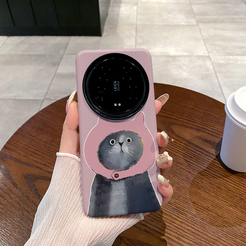 粉头套猫咪 适用于小米15Ultra手机壳全包边菲林14ultra磨砂二合一硅胶小米13ultra软壳硬壳塑料个性保护套