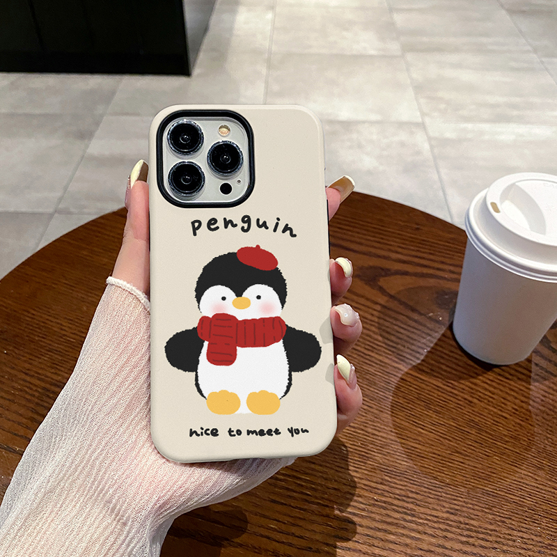 penguin企鹅 适用于iPhone15ProMax手机壳16Pro全包边硬壳苹果14硅胶防摔13Pro磨砂12ProMax时尚小众11耐脏