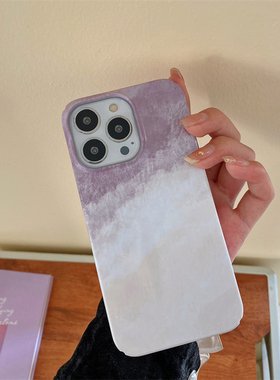 晕染紫色适用iPhone14Pro手机壳13菲林半包硬壳14ProMax苹果12新款11磨砂7/8Plus保护壳全包边亮面XSMAX/XR套