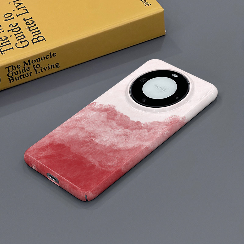 晕染红色 适用华为Mate60手机壳Mate60Pro个性新款简约小众全包边硬壳菲林男女款可爱亮面保护壳套创意耐,3C数码配件,手机保护套/壳,淘宝优惠券,粉丝福利购,淘宝优惠卷