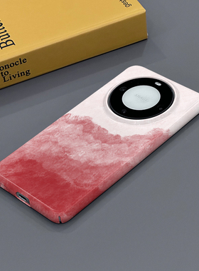 晕染红色 适用华为Mate60手机壳Mate60Pro个性新款简约小众全包边硬壳菲林男女款可爱亮面保护壳套创意耐