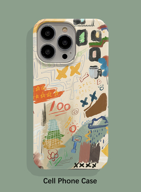 涂鸦 适用于iPhone15PRP手机壳磨砂硬壳防摔苹果14PROMAX保护套硅胶iPhone13全包边时尚小众12个性16简约17