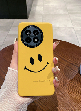 黄色笑脸适用OnePlus  一加Ace5手机壳1+Ace5Pro菲林磨砂一加Ace5Pro硅胶防摔软壳二合一硬壳保护套新款简约