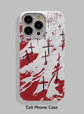 红色十字架 适用iPhone16ProMax手机壳15苹果14Pro硬壳iPhone13全包边12Pro新款XSMAX个性7PLUS创意保护套
