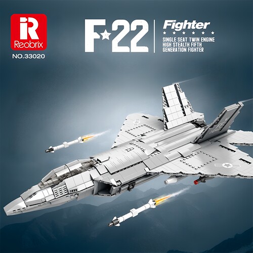 臻砖F22战斗机拼装模型积木玩具