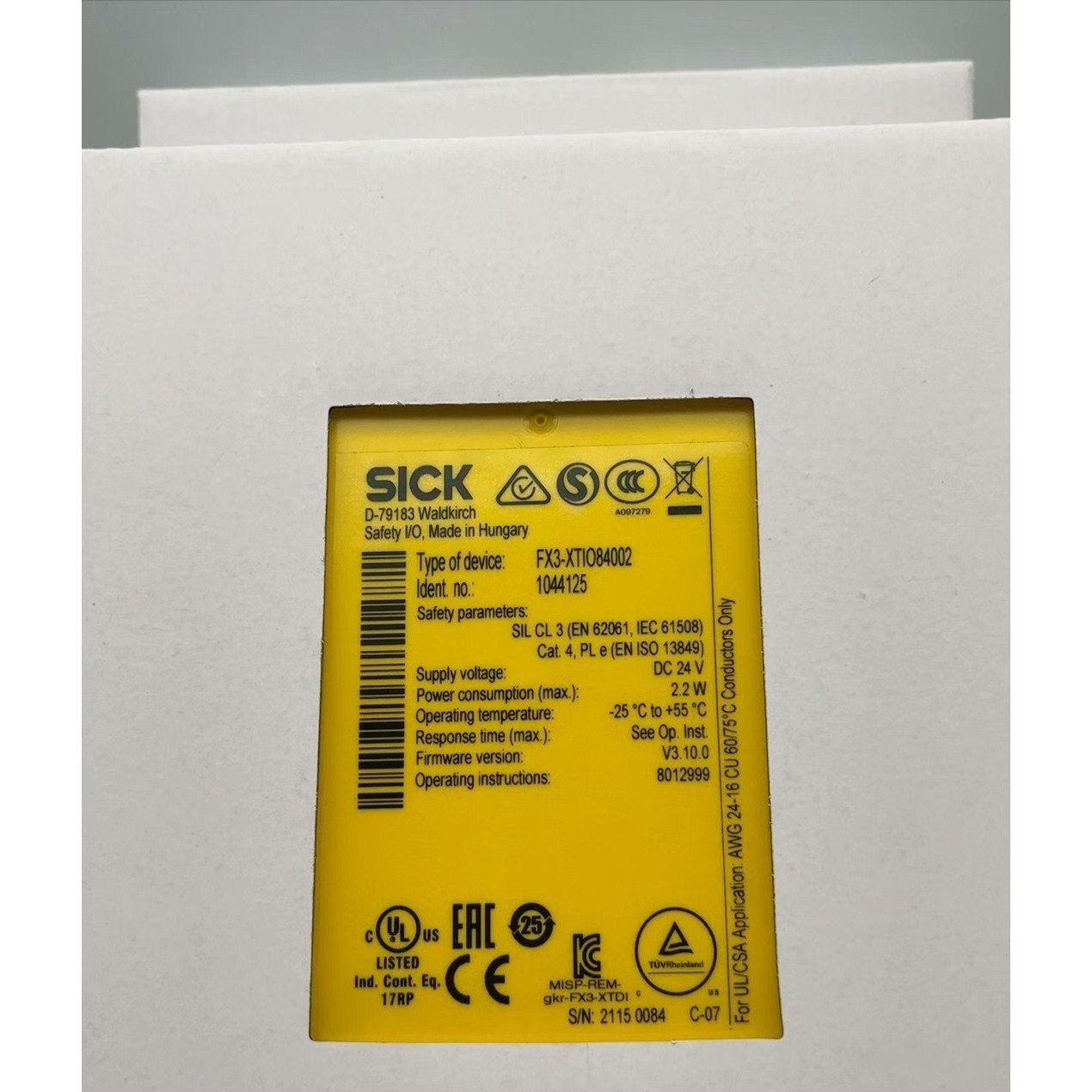 1044125 FX3-XTIO84002 西克SICK 安全继电器拍前议价