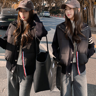 女装 时尚 小香风针织拼接棉服加厚保暖小个子短外套 新款 2025冬季