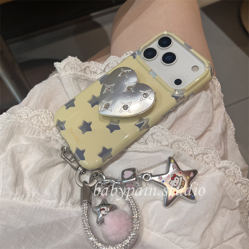 babypain 韩系ins治愈奶油黄星星适用iPhone17promax手机壳苹果16pro甜酷风星星支架15pro挂绳防摔新款18pro