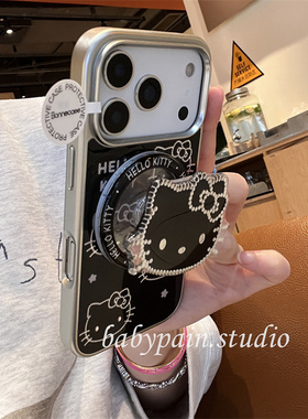 babypain ins暗黑系复古黑色猫咪适用iPhone17promax手机壳苹果16pro高级感磁吸支架保护套15pro新款14气质