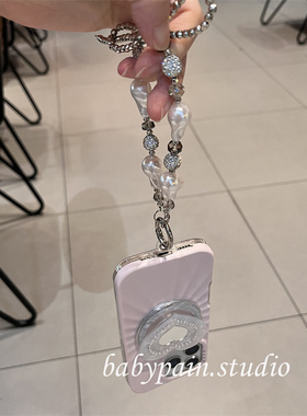 babypain 高级感ins浪漫淡粉色适用iPhone17promax手机壳苹果15白色贝壳纹爱心磁吸支架16pro链条14pro气质13