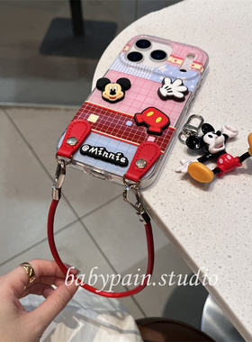 babypain ins风小众复古红色卡通适用iPhone17promax手机壳苹果16pro挂绳防摔15pro情侣保护套14pro新款13