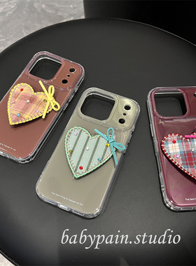 babypain ins莫兰迪色系高级感纯色适用iPhone17promax手机壳苹果16pro爱心支架15pro小众设计款14pro情侣13