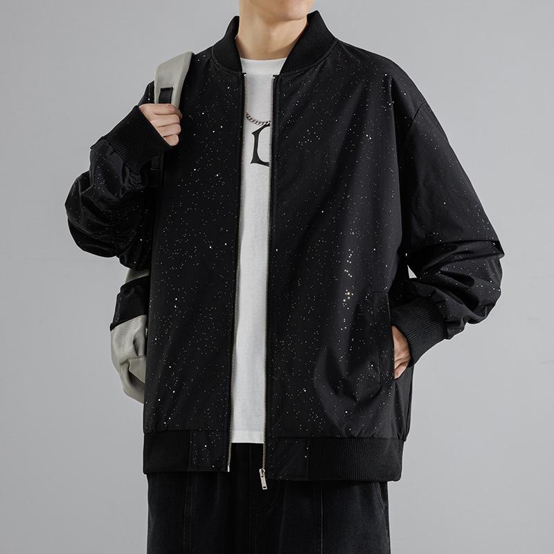 满天星轻奢夹克外套男2025春秋高级感痞帅棒球服美式休闲青年上衣