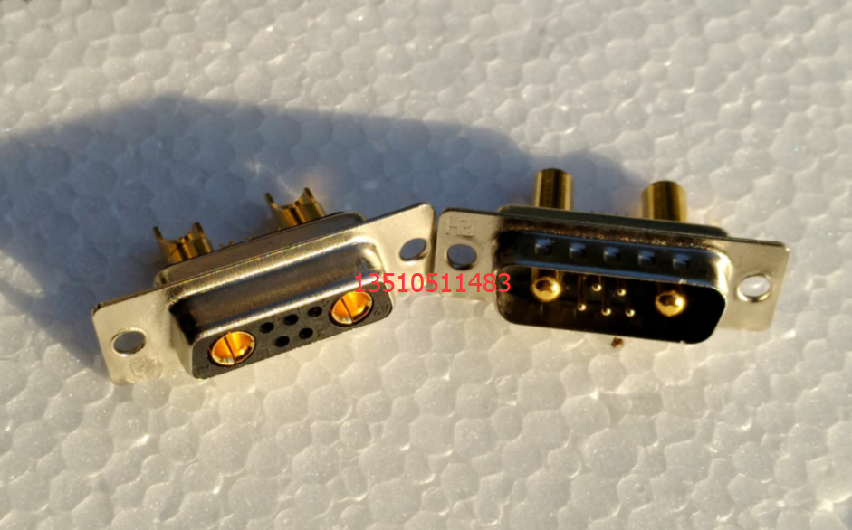 大电流连接器7W2 车针d-sub 5+2 db7w2 混装大电流直针孔焊线式