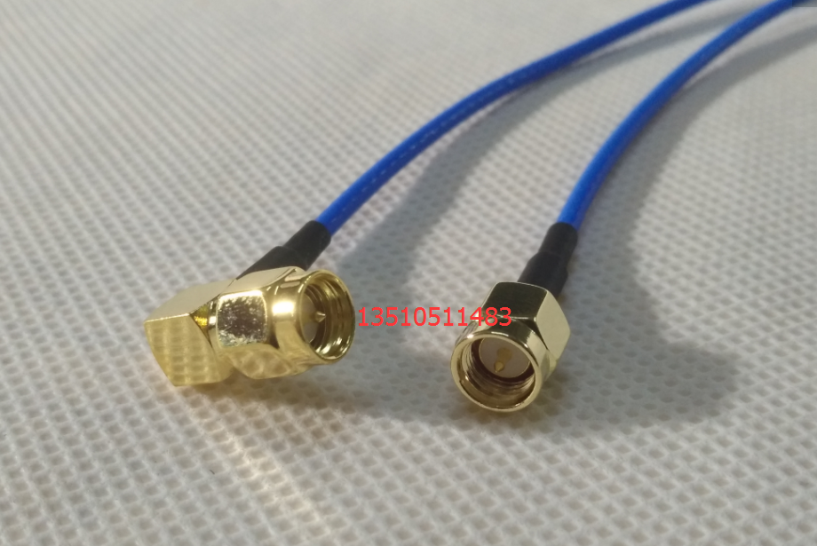 SMA-JJW双公弯转直蓝色RG316D射频线SMA公弯转公直双屏蔽高频RF线