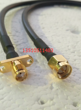 SMA-JKF射频黑色RG141进口代替品 高频SMA母菱型转SMA公半柔馈线