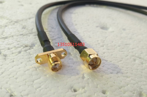 SMA-JKF射频黑色RG141进口代替品 高频SMA母菱型转SMA公半柔馈线