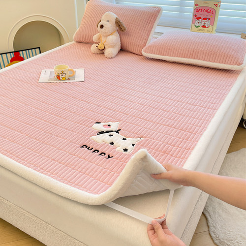 冬季加厚新棉绒床垫褥子学生宿舍单人牛奶绒夹棉床单垫被床毯床盖