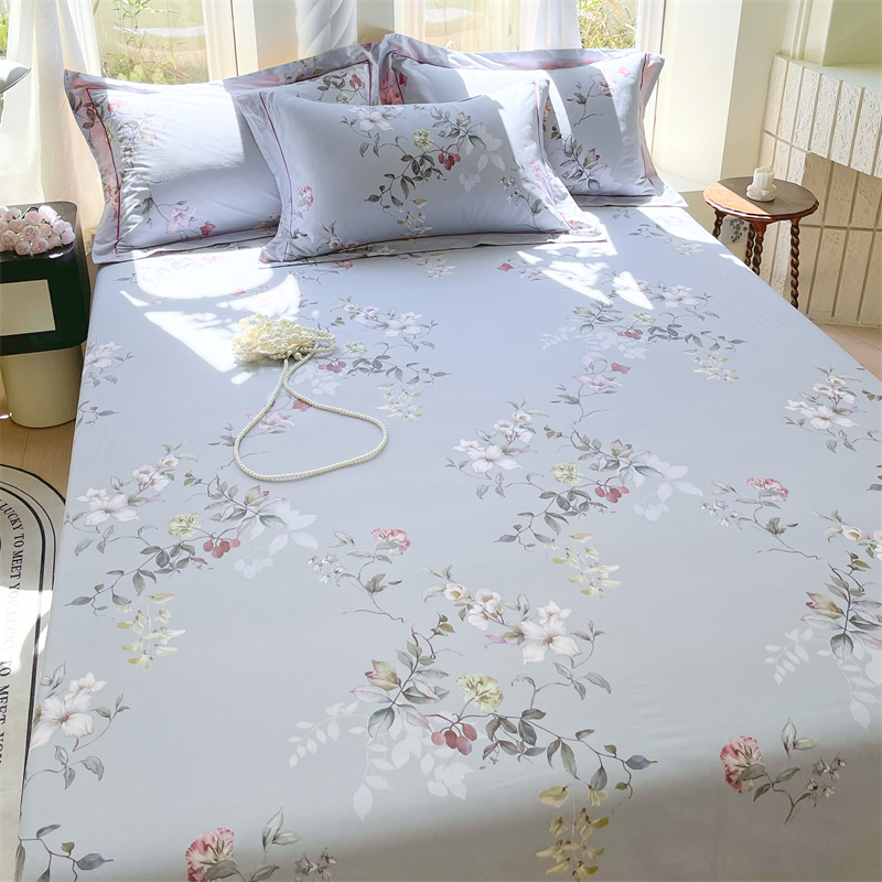 高档全棉床单单件100%纯棉加厚双人圆角花边被单枕套三件套四季款