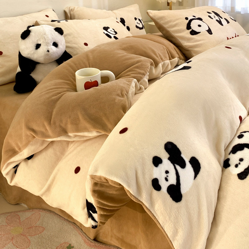 儿童牛奶绒四件套加厚珊瑚法兰绒被套床单卡通加厚加绒宿舍三件套,床上用品,床品套件/四件套/多件套,淘宝优惠券,粉丝福利购,淘宝优惠卷