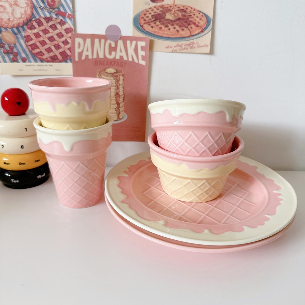 ins风甜筒甜品碗冰淇淋杯盘套装
