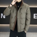 外套 保暖加厚白鸭绒军绿色外套冬季 OTNT立领短款 羽绒服男冬季