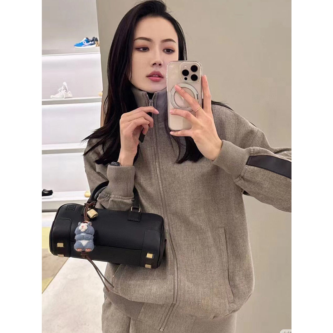新款套装侧边拼皮logo立领长袖拉链外套休闲阔腿长裤子卫衣女运动