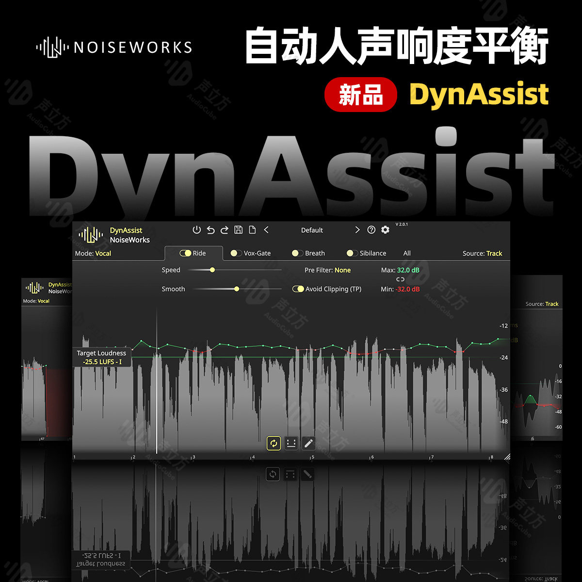 NoiseWorks DynAssist 自动人声增益响度平衡解放双手效率插件