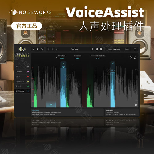 正版NoiseWorks VoiceAssist 人声音量动态降噪处理插件DynAssist
