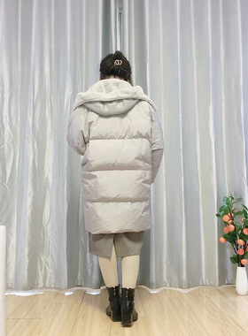 高端PIT2024冬季中长款羽绒服女装皮帽时尚百搭气质修身保暖外套