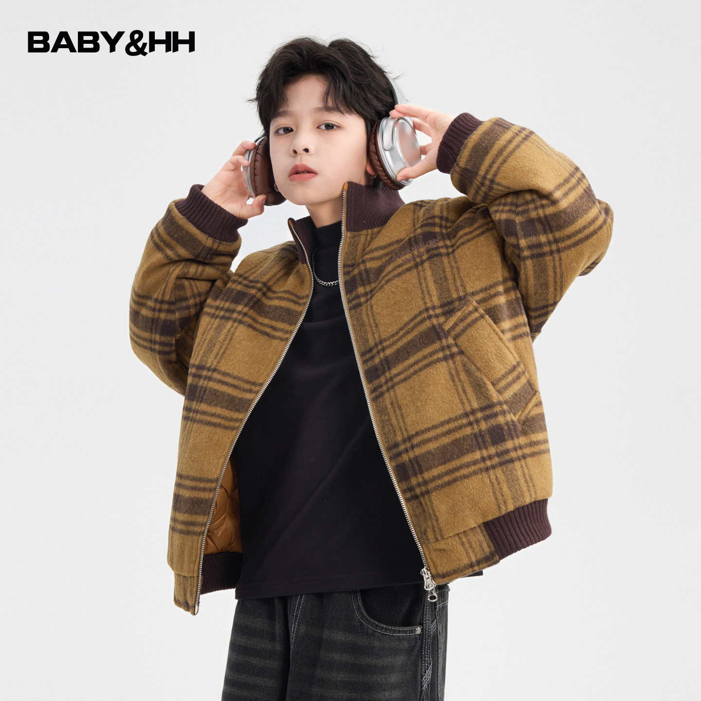 男童冬装韩范毛呢格子防寒羽绒服2025新款儿童男孩冬季加厚外套潮,童装/婴儿装/亲子装,羽绒服,淘宝优惠券,粉丝福利购,淘宝优惠卷