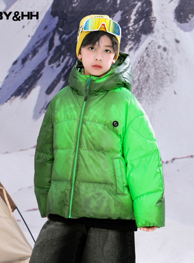 男童冬装温变防水连帽面包羽绒服2025新款儿童中学生冬季极寒外套
