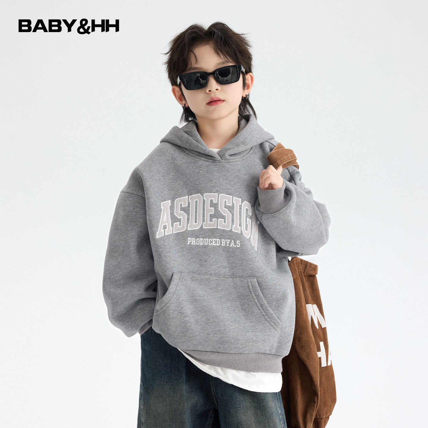 韩范一体绒运动街舞宽松连帽卫衣