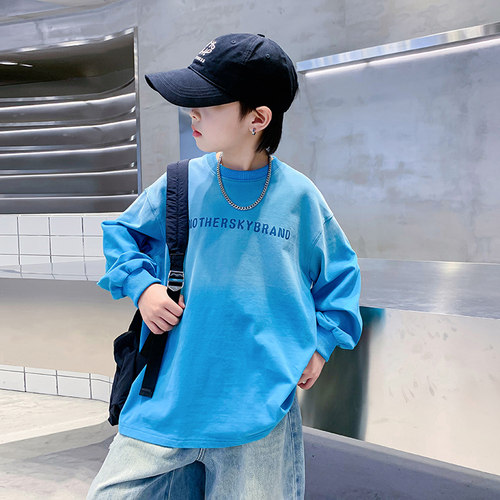 男童春秋装韩范渐变宽松圆领卫衣